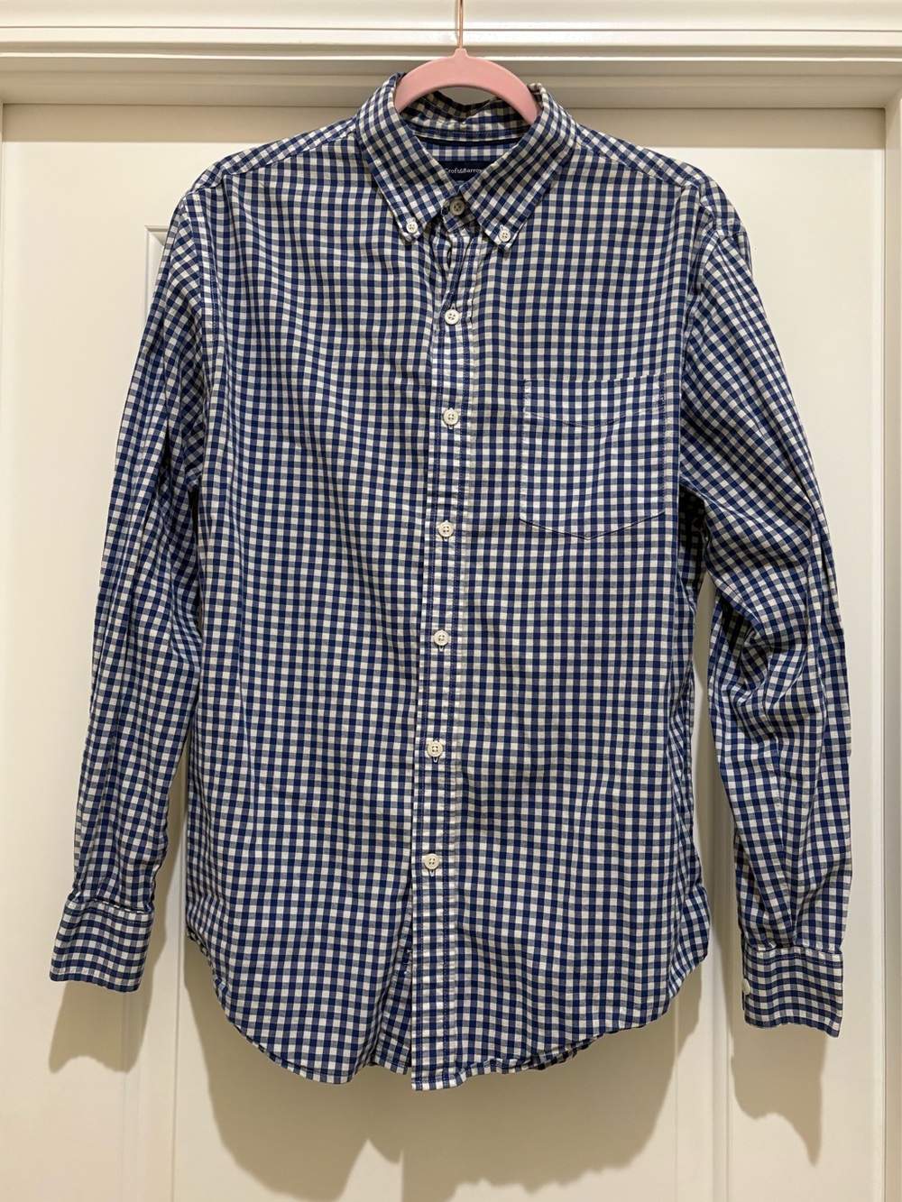 Croft & Barrow Men’s Stretch Shirt White w/ Blue Checkered Plaid